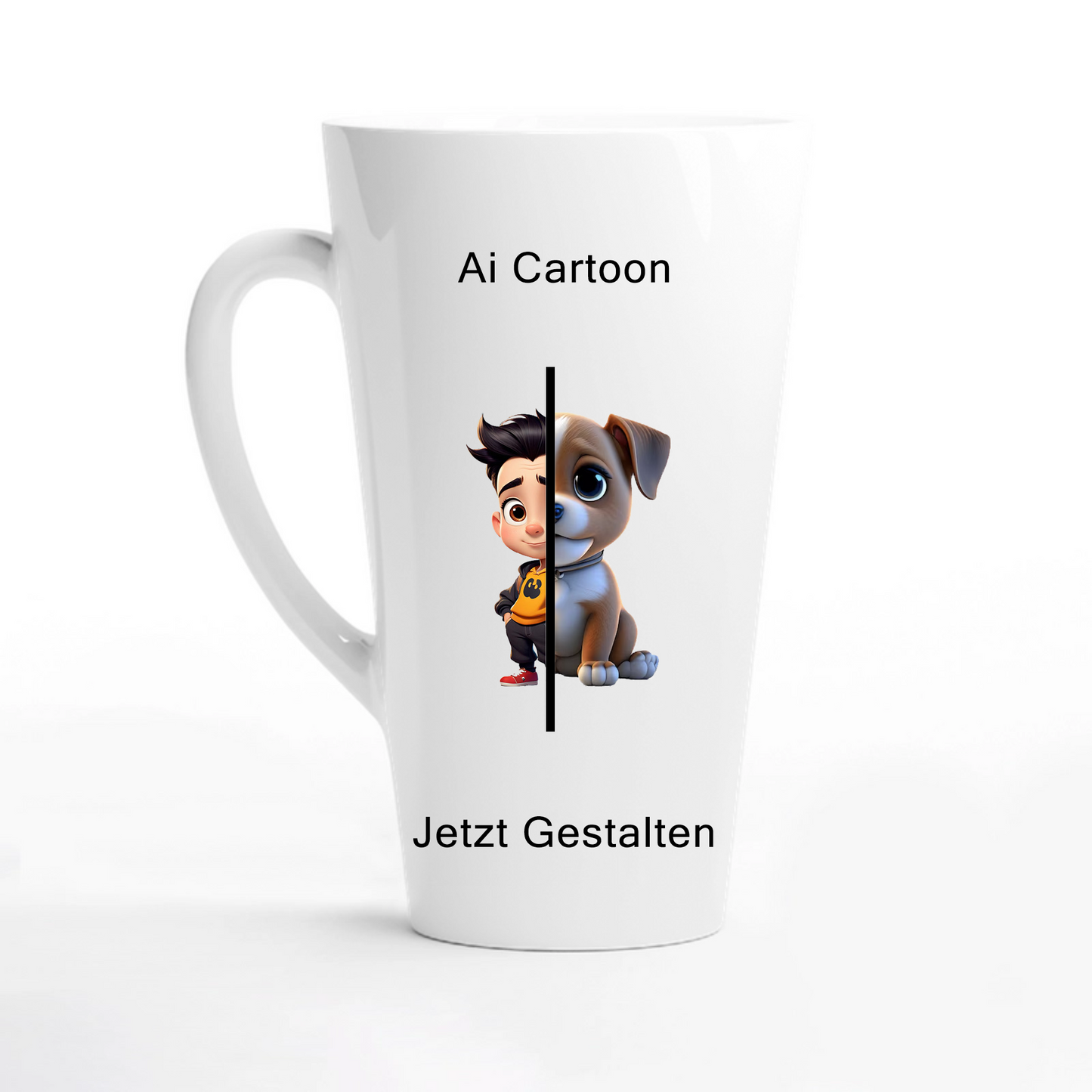 Ai Cartoon selbst Gestalten - Weiße Latte-Tasse