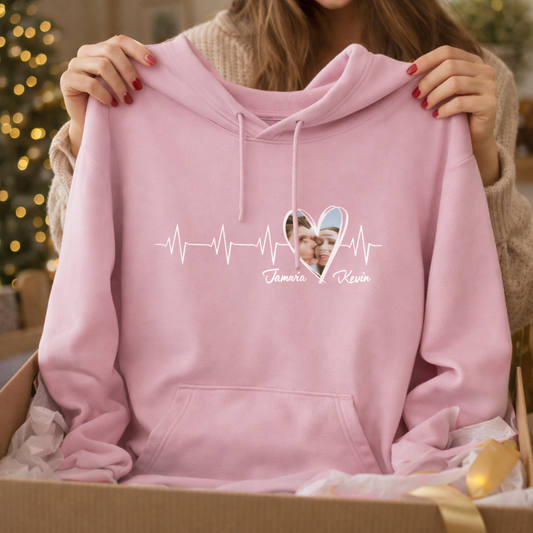 Personalisierter Hoodie ''Herzschlag Partner''