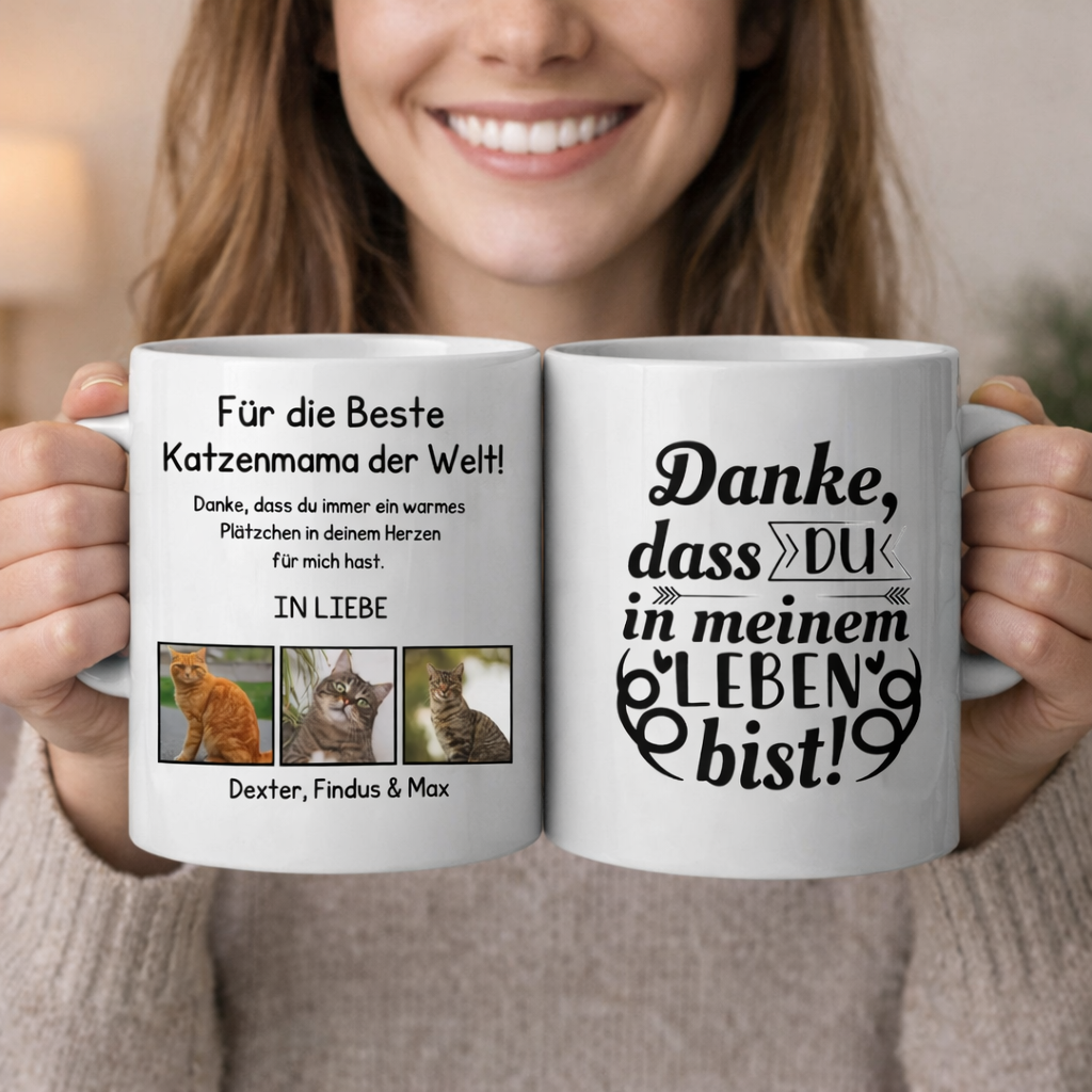 Bester Katzenpapa/-mama der Welt - Tasse mit Foto