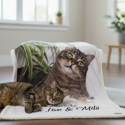 Personalisierte Kuscheldecke Katzen "Dein Foto & Text"