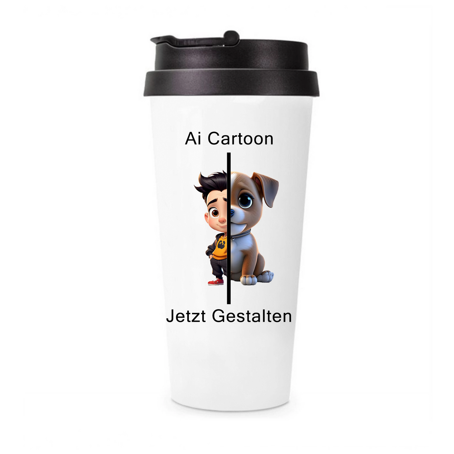 Ai Cartoon selbst Gestalten - Edelstahl Thermosflasche