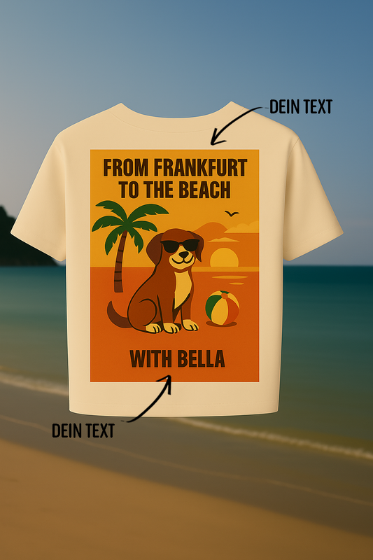 🌴 Personalisierbarer Strand mit Hundemotiv - Unisex Organic T-Shirt