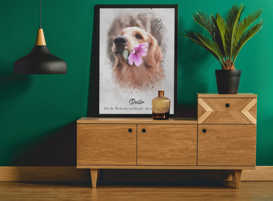 Personalisiertes Hunde Poster - Tierportrait im Aquarell-Stil