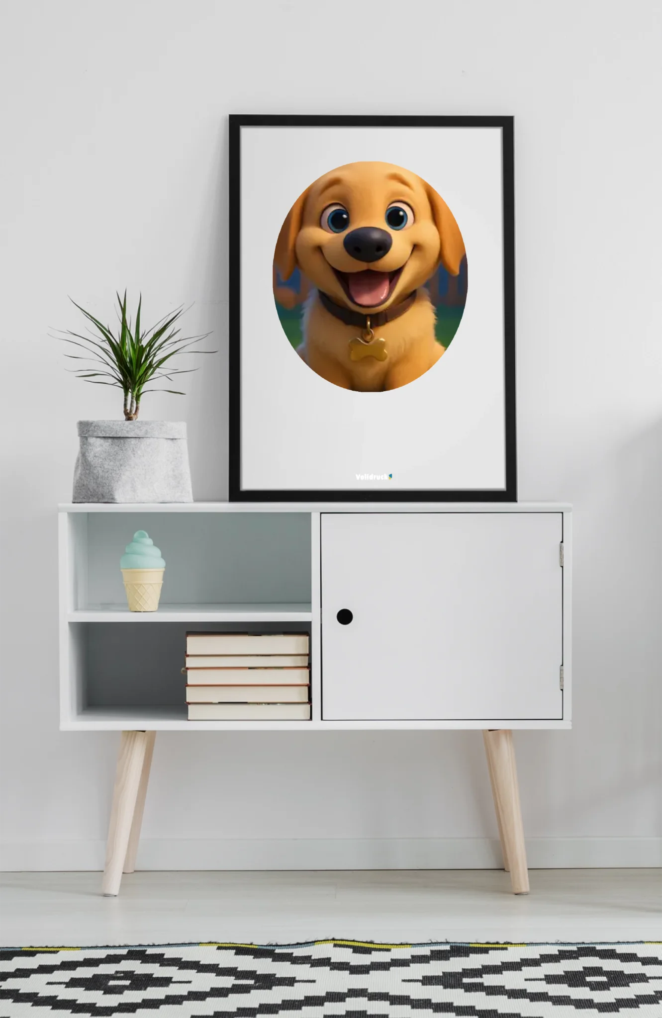 mockup-of-an-art-print-placed-on-a-minimalist-furniture-with-a-plant-38693-r-el2