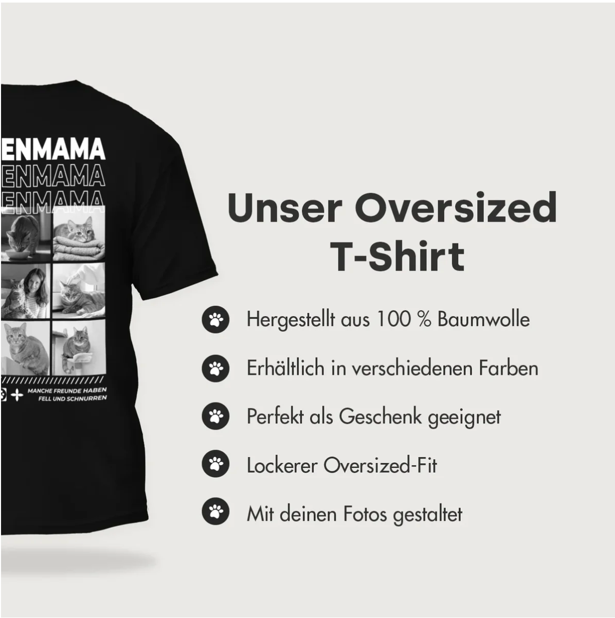 Personalisiertes Oversized T-Shirt "Cat Mom"