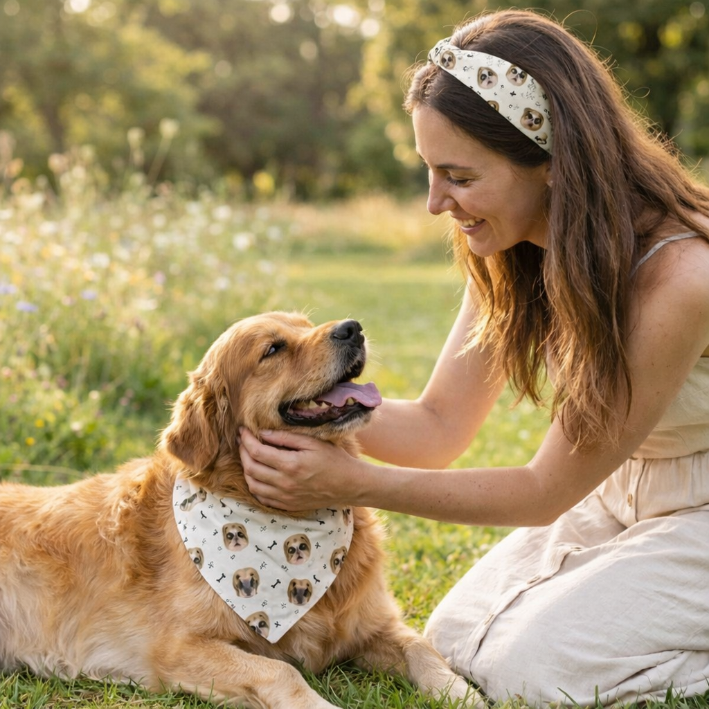 Hundehalstuch & Stirnband Set – Partner Look Muster