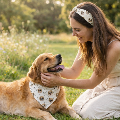 Hundehalstuch & Stirnband Set – Partner Look Muster