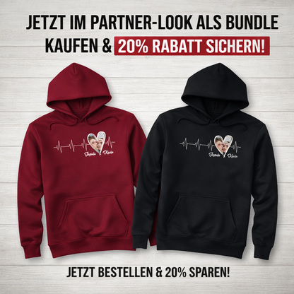 Personalisierter Hoodie ''Herzschlag Partner''