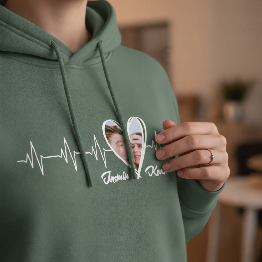 Personalisierter Hoodie ''Herzschlag Partner''