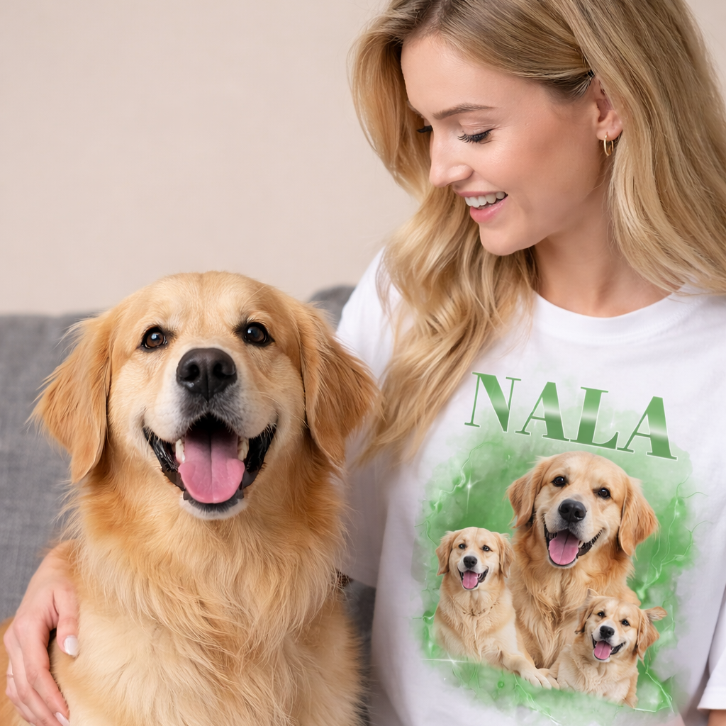 Personalisiertes Haustier T-Shirt "Vintage Name"