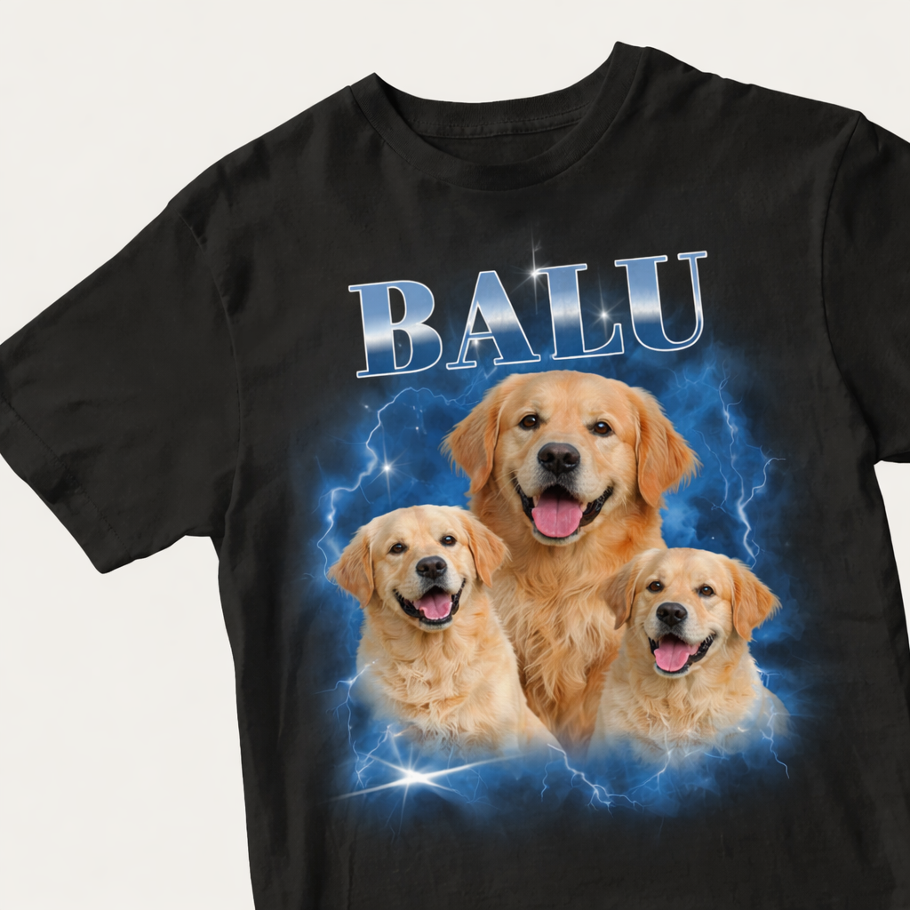 Personalisiertes Haustier T-Shirt "Vintage Name"