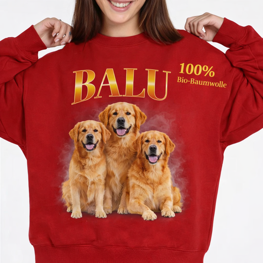 Personalisiertes Haustier Bio Sweater "Vintage Name"