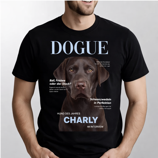 Personalisiertes Unisex T-Shirt "DOGUE" Hundemagazin