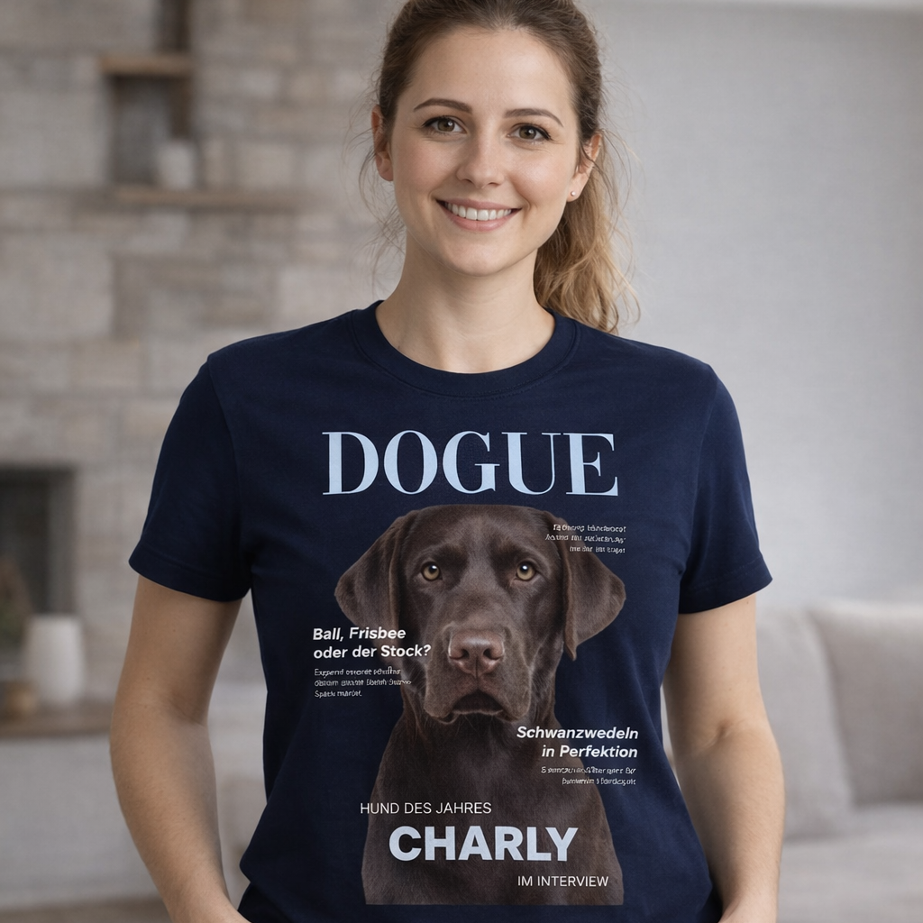 Personalisiertes Unisex T-Shirt "DOGUE" Hundemagazin