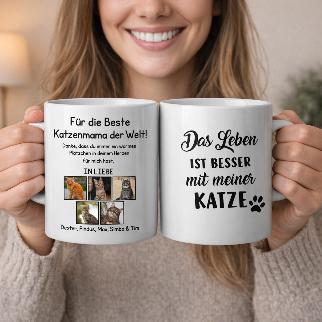 Bester Katzenpapa/-mama der Welt - Tasse mit Foto