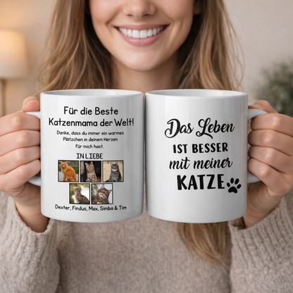 Bester Katzenpapa/-mama der Welt - Tasse mit Foto