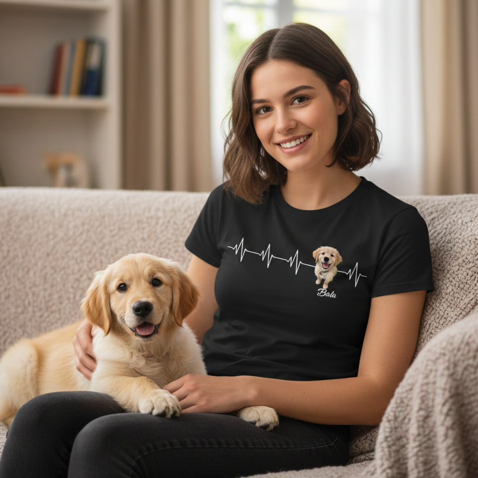 Personalisiertes T-Shirt ''Herzschlag Haustier''