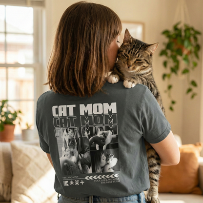 Personalisiertes Oversized T-Shirt "Cat Mom"