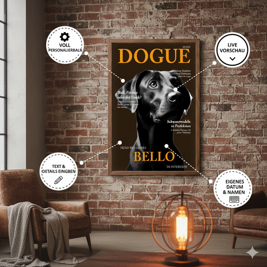 Personalisiertes Poster Hundemagazin "DOGUE"