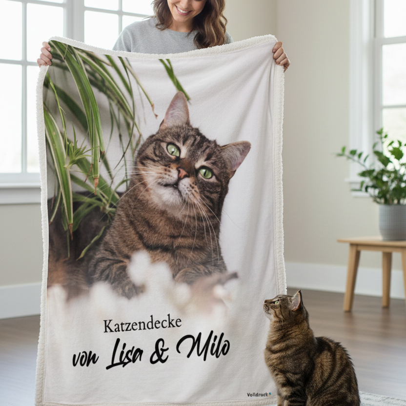 Personalisierte Kuscheldecke Katzen "Dein Foto & Text"