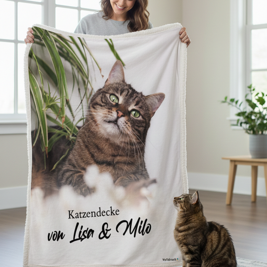 Personalisierte Kuscheldecke Katzen "Dein Foto & Text"