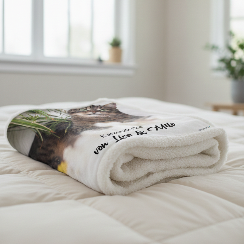 Personalisierte Kuscheldecke Katzen "Dein Foto & Text"