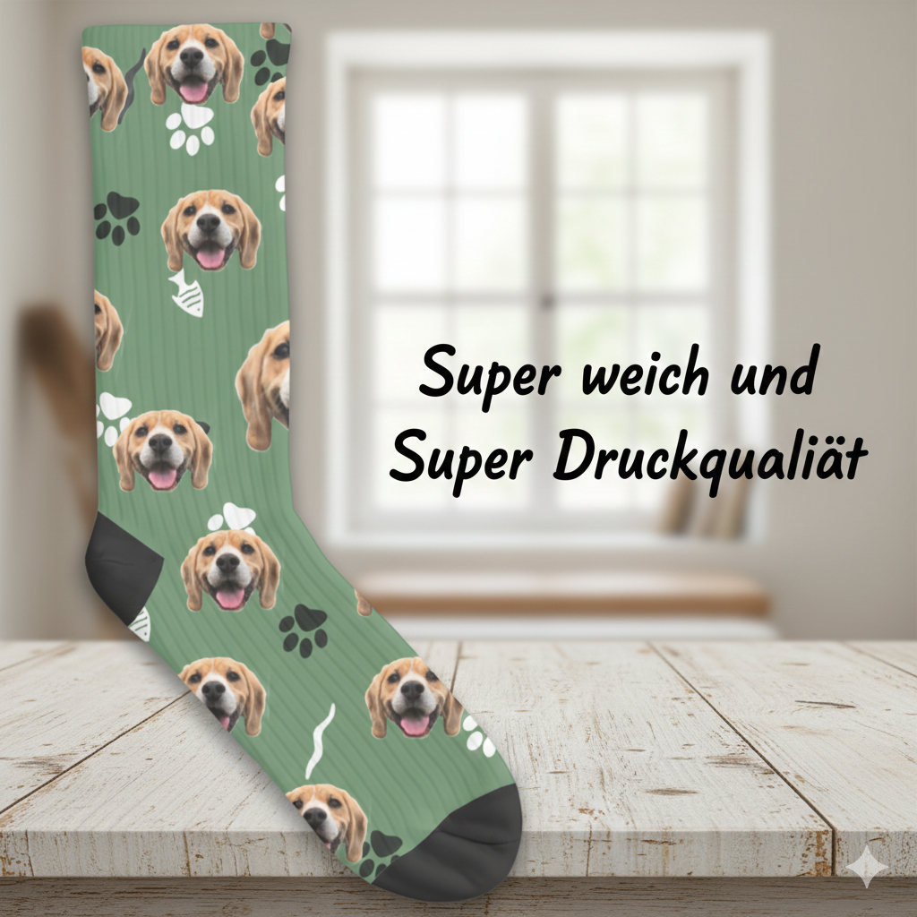 Personalisierte Socken mit deinem Haustierfoto