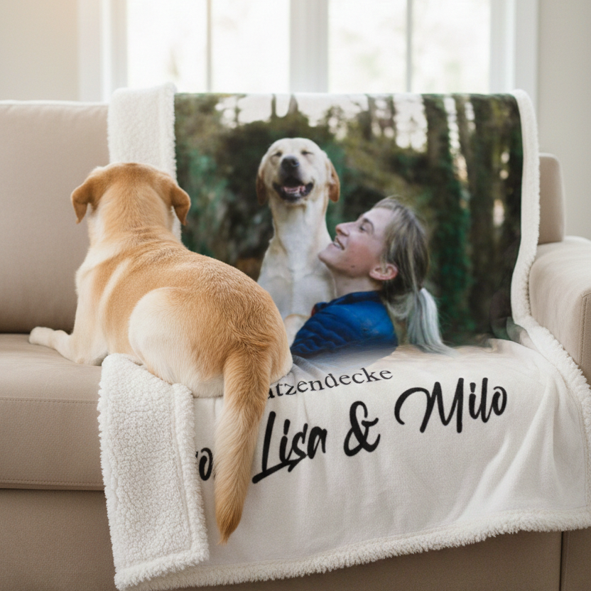 Personalisierte Decke "Haustier Foto & Text"