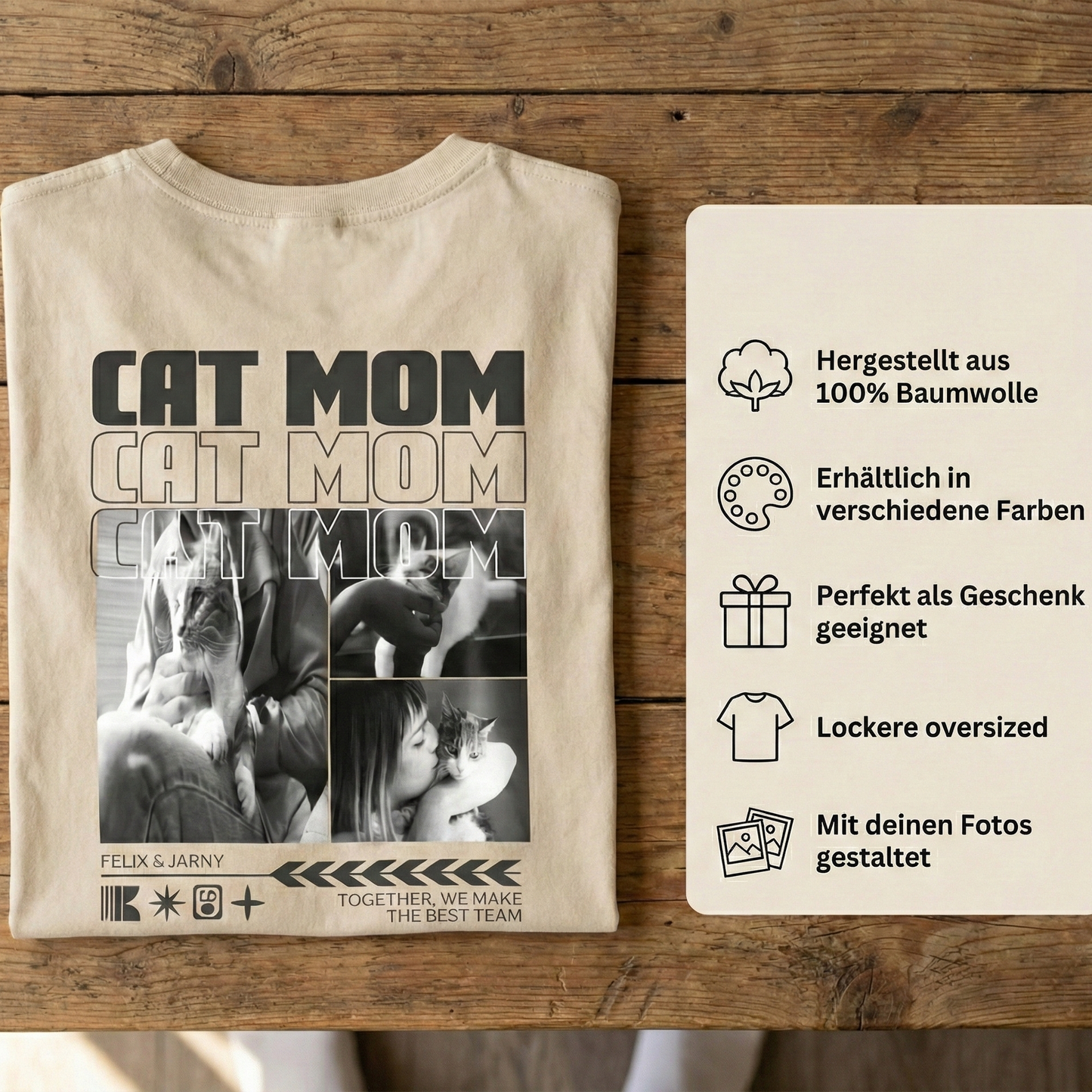 Personalisiertes Oversized T-Shirt "Cat Mom"