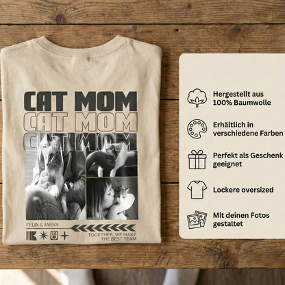 Personalisiertes Oversized T-Shirt "Cat Mom"