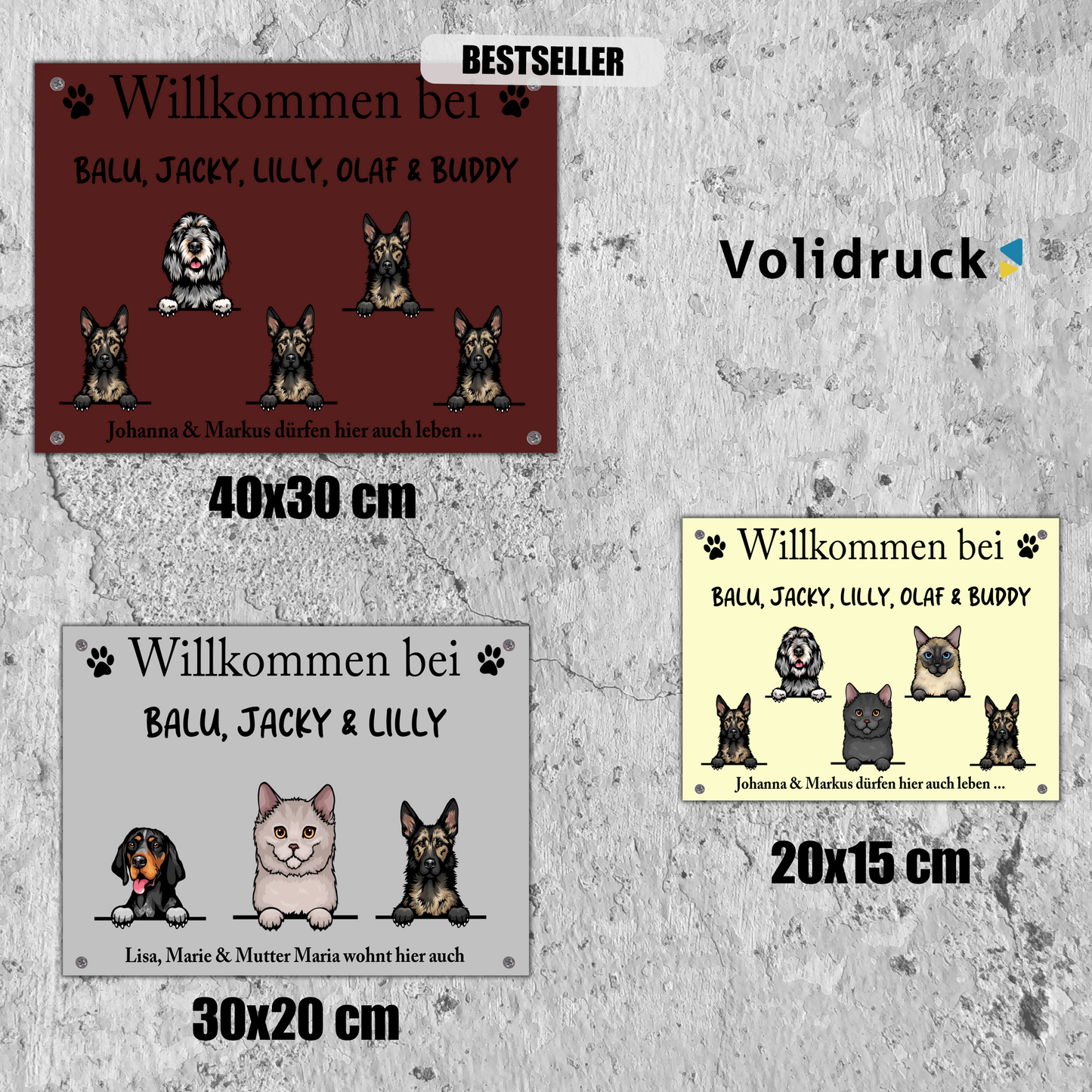 Spähende Haustiere - Individuelles Türschild