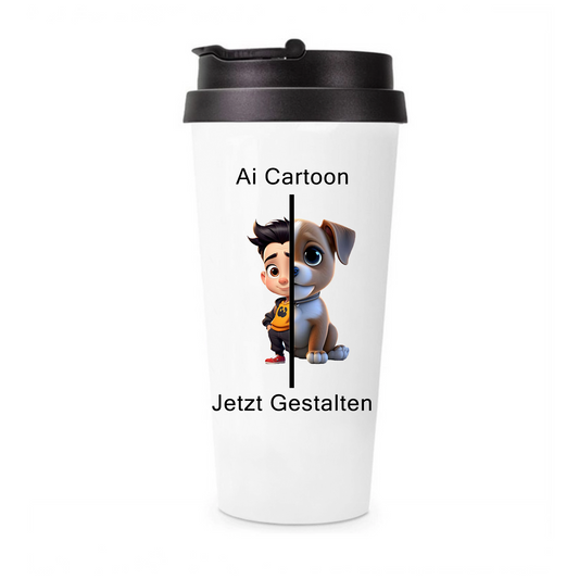 Ai Cartoon selbst Gestalten - Edelstahl Thermosflasche
