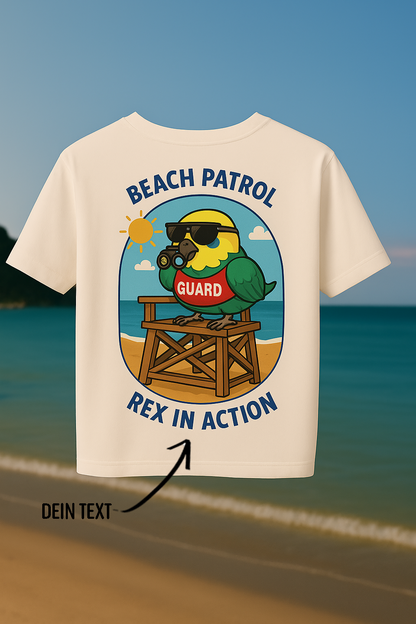 🦜 Beach Patrol – Rex in Action! - Unisex Organic T-Shirt