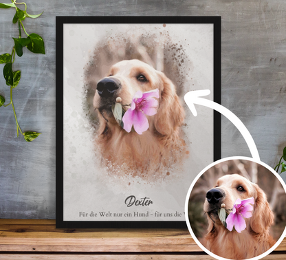 Personalized Dog Poster - Animal Portrait in Watercolor Style