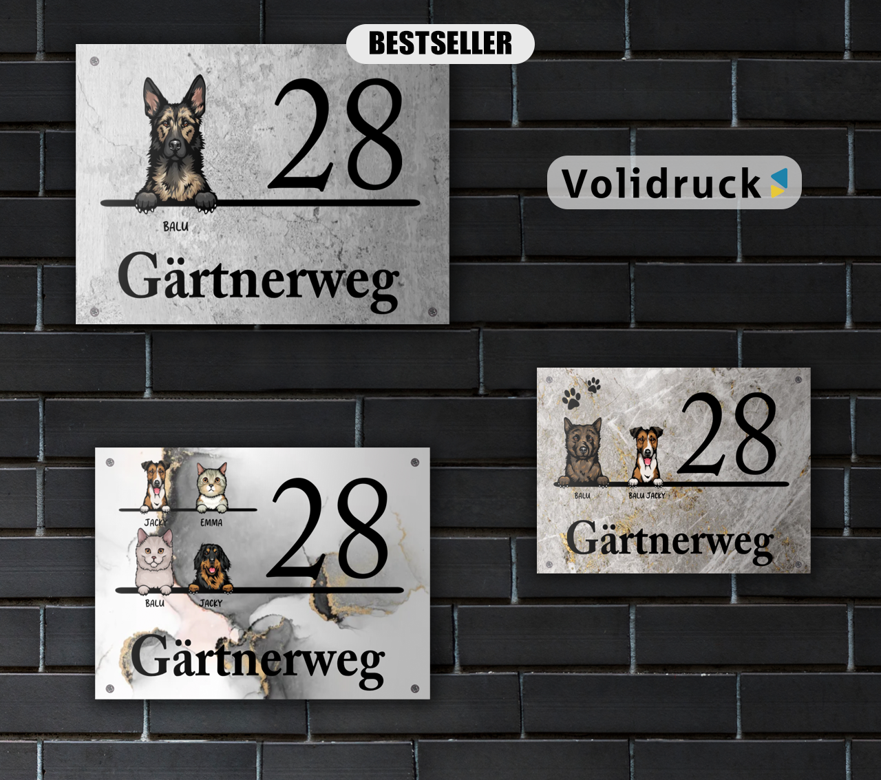 Hausnummer mit Marmoroptik - Individuelles Türschild