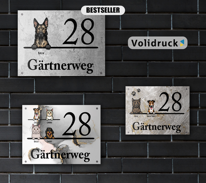 Hausnummer mit Marmoroptik - Individuelles Türschild