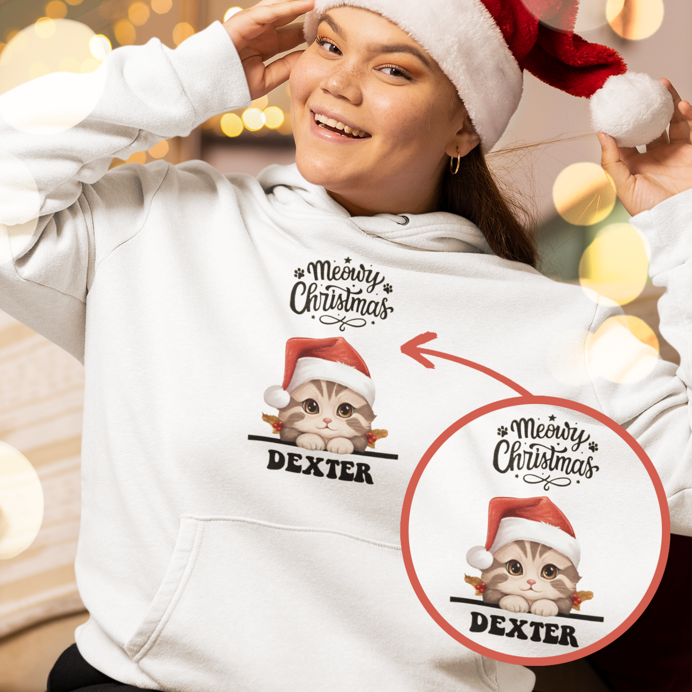 Katzen Weihnachtshoodie - Individueller Hoodie