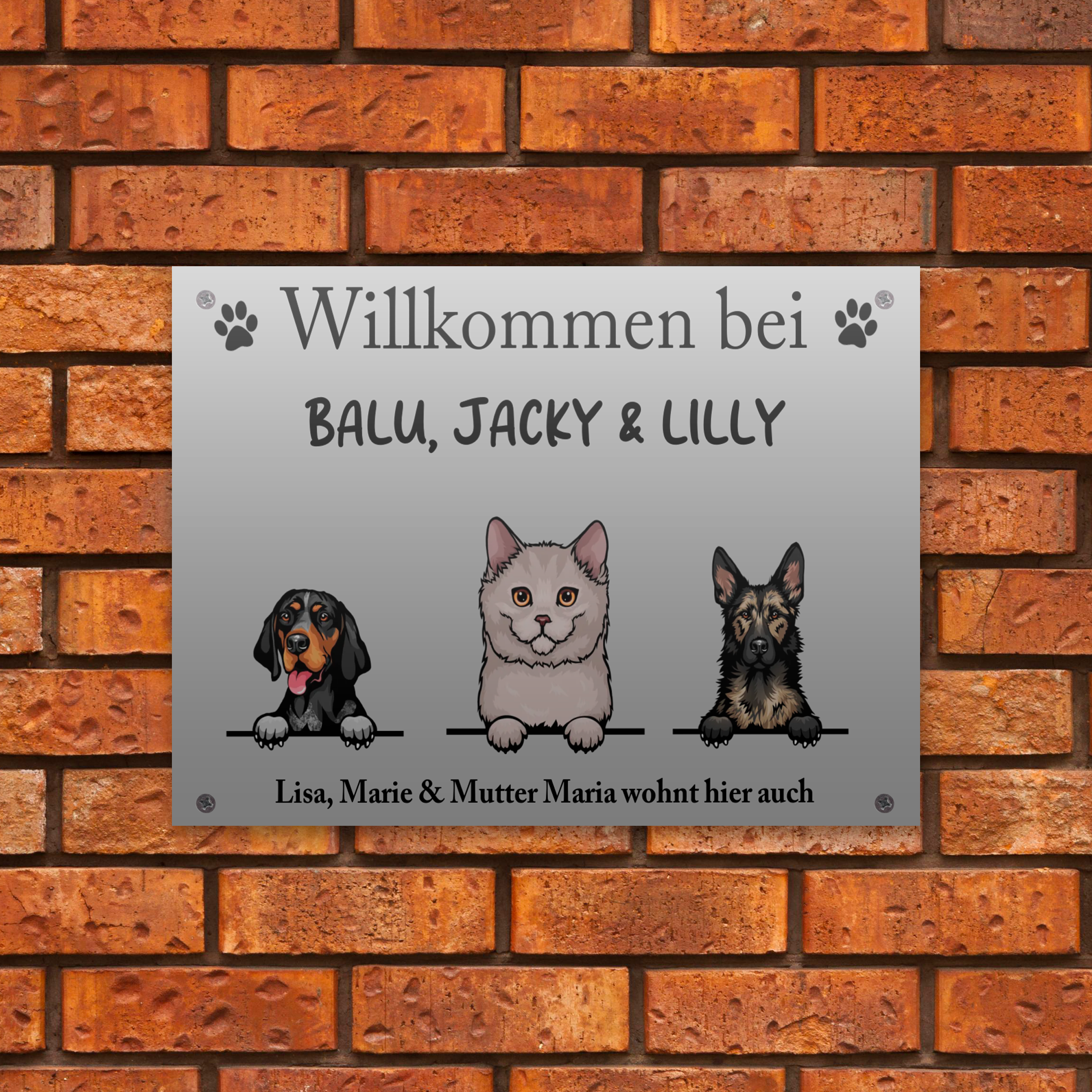 Spähende Haustiere - Individuelles Türschild