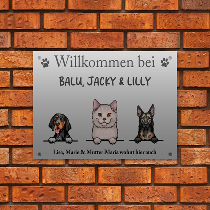 Spähende Haustiere - Individuelles Türschild