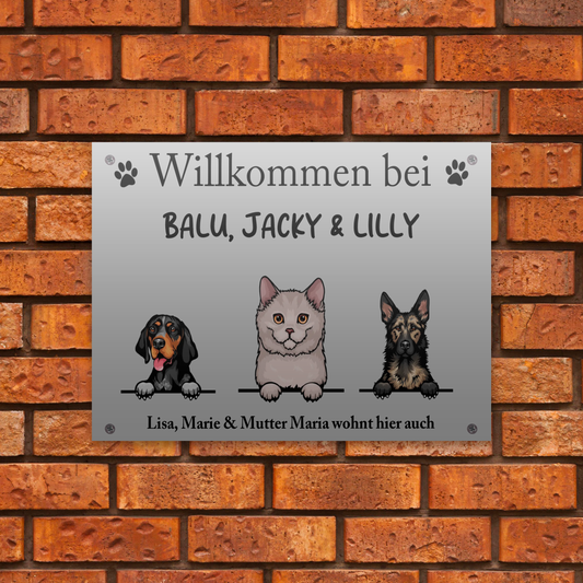 Spähende Haustiere - Individuelles Türschild