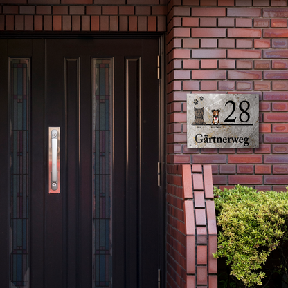 Hausnummer mit Marmoroptik - Individuelles Türschild