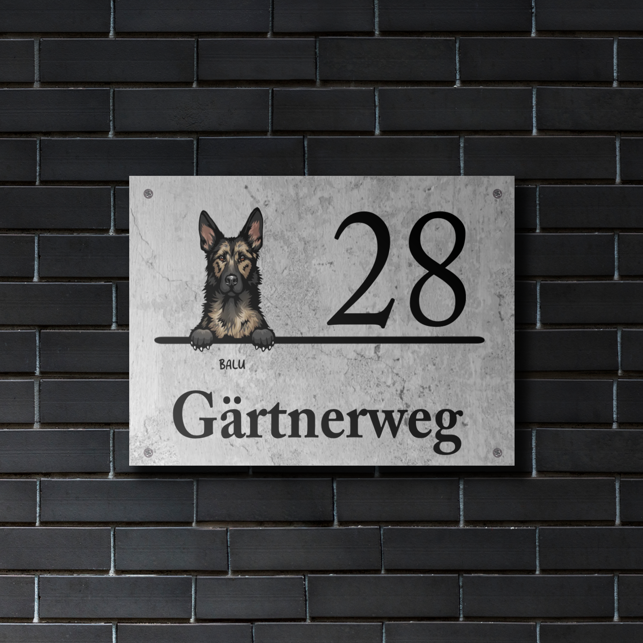 Hausnummer mit Marmoroptik - Individuelles Türschild