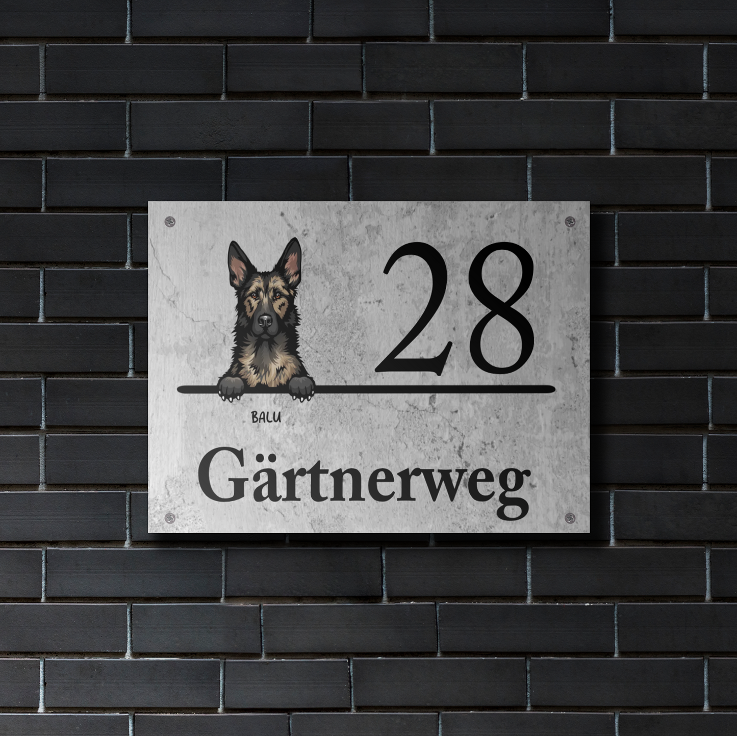 Hausnummer mit Marmoroptik - Individuelles Türschild