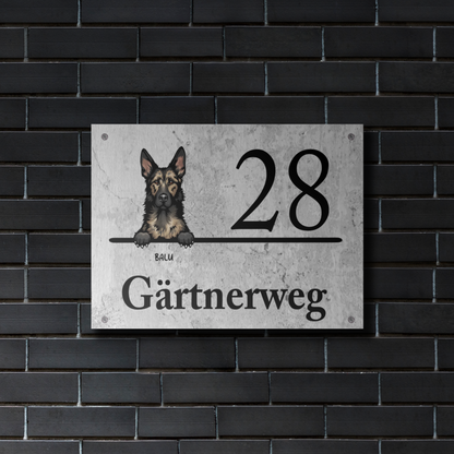 Hausnummer mit Marmoroptik - Individuelles Türschild