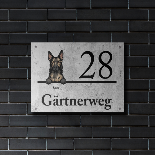 Hausnummer mit Marmoroptik - Individuelles Türschild